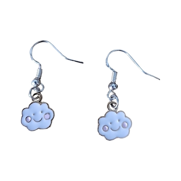 Handcrafted Happy Cloud Enamel Earrings - Picture 4 of 4